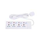 Geepas 4 Way Extension Socket 13A - Extension Lead Strip with 4 Led Indicators & 4 Power Switches | Extra Long 3m Cord with Over Current Protected | Ideal for All Electronic Devices | 2 Years Warranty