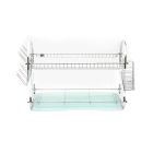 Royalford RF1151DRL 2 Layer Metal Dish Rack - Multi-Purpose Draining Board with Drip Tray, Durable and Easy to Assemble | Wall Hanging Dish Rack with Plastic Drip Tray