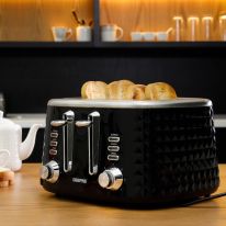 Geepas 4 Slice Bread Toaster -  Adjustable 7 Browning Control 4 Slice Pop-Up Toaster with Removable Crumb Collection Tray, Self-Centering | Cancel, Defrost & Reheat | Perfect Sandwiches, Toast & More