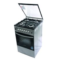 Geepas Standing Cooking Range-Stainless Steel-Classic Series 50x50- 4-Burners- Auto Ignition System-Enamel Pan Support