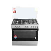 Geepas 90*60 Cooking Range - 5 Gas Euro Pool Type Burners Gas Oven & Grill, Heavy Duty Metal Knobs Glass Lid with Manual Timer | Push Ignition Button Perfect for Cook, Bake & Grill | 1 Year Warranty