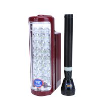 Geepas Rechargeable LED Lantern & 1Pc Torch | Emergency Lantern with Light Dimmer Function | 24 Pcs Super Bright LEDs, 20Hours Working Lantern | Ideal for Outings, Trekking, Campaigning and more