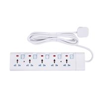 Geepas 5 Way Extension Socket 13A - Extension Lead Strip with 5 Led Indicators & 5 Power Switches | Extra Long 3m Cord with Over Current Protected | Ideal for All Electronic Devices | 2 Years Warranty