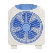 Geepas 12" Box Fan- GF21113/ High Performance with 3-Speed Controls and Strong Blades/ Efficient Cooling and Wind, 60 Minute Timer, 50W Motor/ 2 Years Warranty, Blue and White 