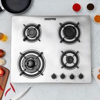 2-in-1 Built-in Gas Hob, Stainless Steel, GGC31026 | Sabaf Burners | Cast Iron Pan Support | Auto-Ignition | Low Gas Consumption | 4 Control Knobs