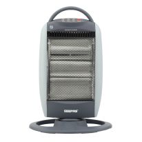 Geepas Halogen Heater- GHH9112/ High Performance with 1200 W, 800 W, 400 W Heating Powers/ with Safety Tip-Over Switch and Automatic Rolling Function/ Cool Touch Housing and Carry Handle, Perfect for Home and Office Use/ Grey