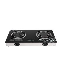 Geepas GK6865 Electric 2-Burner Hob - Size 155mm, Attractive Design, 8mm Tempered Glass Worktop - Automatic Ignition, 2 Heating Zones | 2 Years Warranty