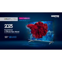 Geepas 55" VIDAA Professional TV- GLED5509SVUHD| Smart Voice Control, 4K Ultra HD, Smart TV with Frameless Design| With Remote Control, HDMI and USB Ports| Licensed Contents and Pre-Installed Apps, Bluetooth Connectivity and Screen Sharing, Dolby Digital|