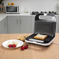 Geepas 2 Slice Sandwich Toaster | Non-Stick Plates Grill Maker & Griddle Toasty Maker | Stainless Steel Panini Press, Cord-Warp for Storage | Ideal for Breakfast | 700W | 2 Year Warranty
