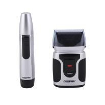 Geepas 2 In Men's Rechargeable Shaver with Nose Trimmer  - Mobile Shaver, Water Proof, Cordless Body Groomer with 2 Rapid Reciprocating Blades for Skin Comfort | Nose Trimmer  | |2 Years Warranty