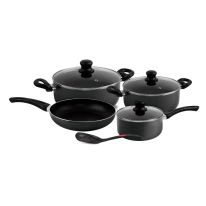 8Pcs Non-Stick Cookware Set, 2.5mm Body Thickness, RF4999 | Scratch Resistant, Tempered Glass Lids | Bakelite Knobs and CD Bottom | Suitable for Multiple Hobs