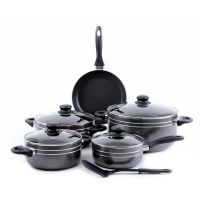 Royalford RF7065 10 Pcs Non-Stick Cookware Set - Heat Resistant Handles Scratch Resistant, Tempered Glass Lids, Uniform Heat, Bakelite Knobs, and Evenly Heating | Nylon Slotted Turner